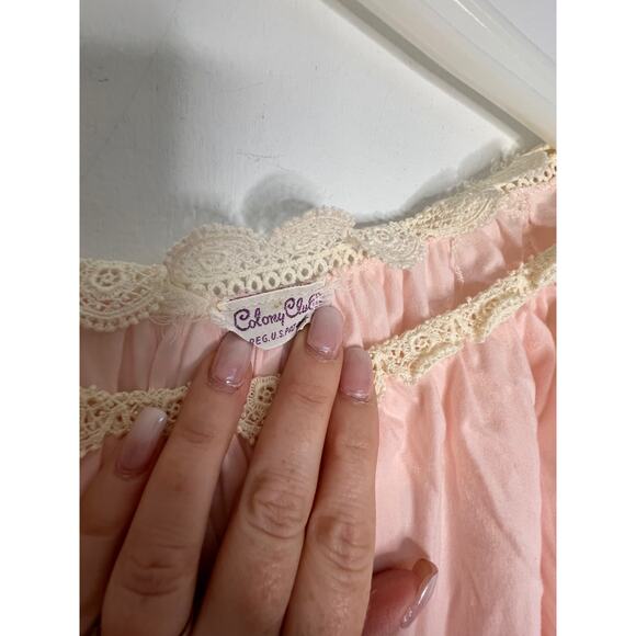 Vintage Colony Club Pink with Lace Nightgown 1 X - Picture 3 of 5